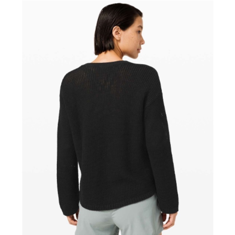 Lululemon Black Easy Embrace Long Sleeve Open Knit Sweater - Picture 4 of 15